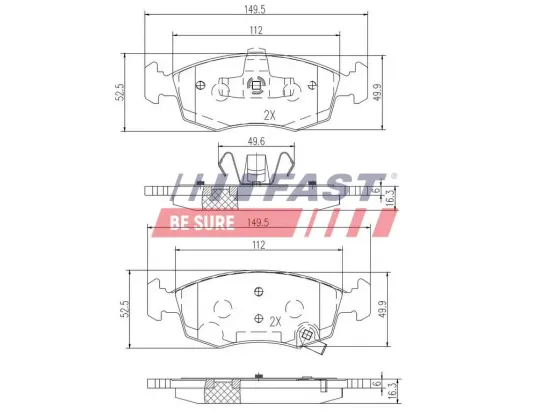 Bremsbelagsatz, Scheibenbremse Vorderachse FAST FT29042 Bild Bremsbelagsatz, Scheibenbremse Vorderachse FAST FT29042