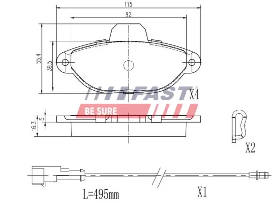 Bremsbelagsatz, Scheibenbremse Vorderachse FAST FT29051 Bild Bremsbelagsatz, Scheibenbremse Vorderachse FAST FT29051