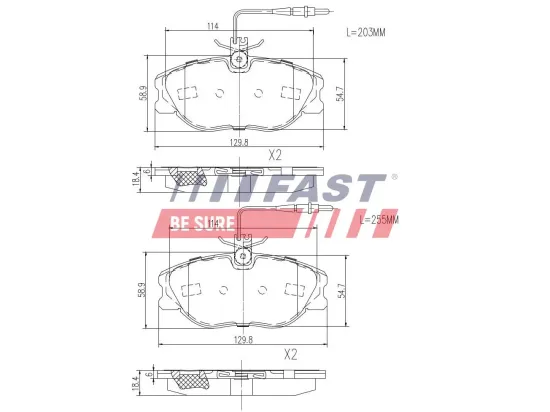 Bremsbelagsatz, Scheibenbremse Vorderachse FAST FT29054 Bild Bremsbelagsatz, Scheibenbremse Vorderachse FAST FT29054