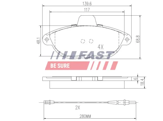 Bremsbelagsatz, Scheibenbremse Vorderachse FAST FT29067 Bild Bremsbelagsatz, Scheibenbremse Vorderachse FAST FT29067