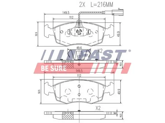 Bremsbelagsatz, Scheibenbremse Vorderachse FAST FT29083 Bild Bremsbelagsatz, Scheibenbremse Vorderachse FAST FT29083