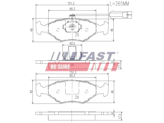 Bremsbelagsatz, Scheibenbremse Vorderachse FAST FT29086 Bild Bremsbelagsatz, Scheibenbremse Vorderachse FAST FT29086