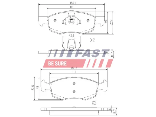 Bremsbelagsatz, Scheibenbremse Vorderachse FAST FT29102 Bild Bremsbelagsatz, Scheibenbremse Vorderachse FAST FT29102