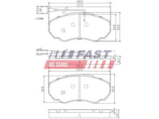 Bremsbelagsatz, Scheibenbremse Vorderachse FAST FT29107 Bild Bremsbelagsatz, Scheibenbremse Vorderachse FAST FT29107