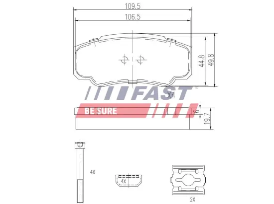 Bremsbelagsatz, Scheibenbremse Hinterachse FAST FT29109 Bild Bremsbelagsatz, Scheibenbremse Hinterachse FAST FT29109
