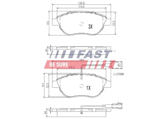 Bremsbelagsatz, Scheibenbremse Vorderachse FAST FT29113 Bild Bremsbelagsatz, Scheibenbremse Vorderachse FAST FT29113