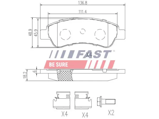 Bremsbelagsatz, Scheibenbremse Hinterachse FAST FT29131 Bild Bremsbelagsatz, Scheibenbremse Hinterachse FAST FT29131