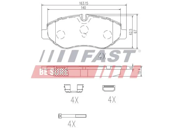 Bremsbelagsatz, Scheibenbremse Vorderachse FAST FT29135 Bild Bremsbelagsatz, Scheibenbremse Vorderachse FAST FT29135