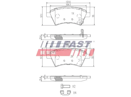 Bremsbelagsatz, Scheibenbremse Vorderachse FAST FT29139 Bild Bremsbelagsatz, Scheibenbremse Vorderachse FAST FT29139