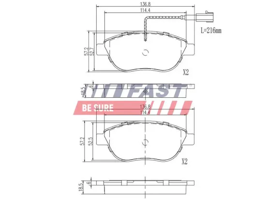 Bremsbelagsatz, Scheibenbremse Vorderachse FAST FT29144 Bild Bremsbelagsatz, Scheibenbremse Vorderachse FAST FT29144