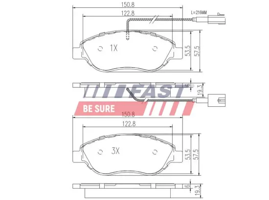 Bremsbelagsatz, Scheibenbremse Vorderachse FAST FT29145 Bild Bremsbelagsatz, Scheibenbremse Vorderachse FAST FT29145
