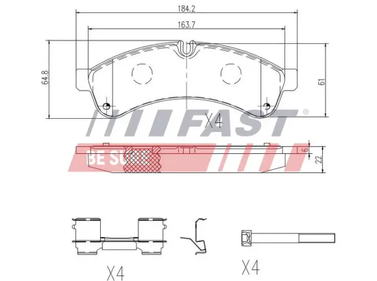 Bremsbelagsatz, Scheibenbremse Hinterachse FAST FT29153 Bild Bremsbelagsatz, Scheibenbremse Hinterachse FAST FT29153