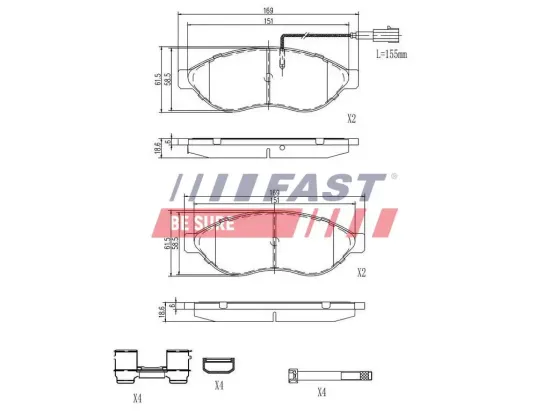 Bremsbelagsatz, Scheibenbremse Vorderachse FAST FT29155 Bild Bremsbelagsatz, Scheibenbremse Vorderachse FAST FT29155