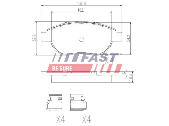Bremsbelagsatz, Scheibenbremse Vorderachse FAST FT29156 Bild Bremsbelagsatz, Scheibenbremse Vorderachse FAST FT29156