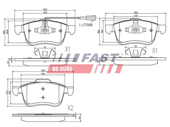 Bremsbelagsatz, Scheibenbremse Vorderachse FAST FT29157 Bild Bremsbelagsatz, Scheibenbremse Vorderachse FAST FT29157