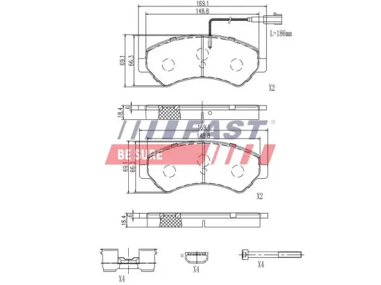 Bremsbelagsatz, Scheibenbremse Vorderachse FAST FT29158 Bild Bremsbelagsatz, Scheibenbremse Vorderachse FAST FT29158