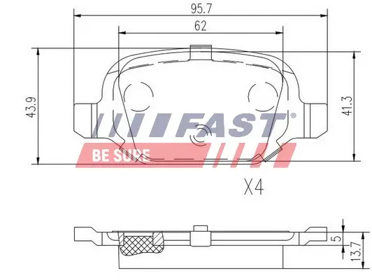 Bremsbelagsatz, Scheibenbremse Hinterachse FAST FT29162 Bild Bremsbelagsatz, Scheibenbremse Hinterachse FAST FT29162