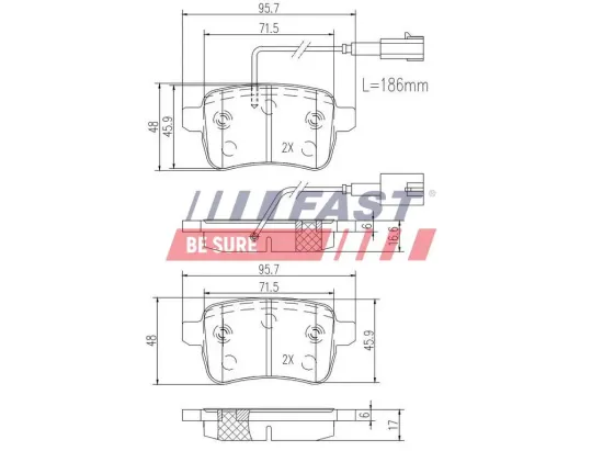 Bremsbelagsatz, Scheibenbremse Hinterachse FAST FT29168 Bild Bremsbelagsatz, Scheibenbremse Hinterachse FAST FT29168