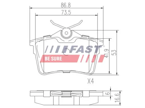 Bremsbelagsatz, Scheibenbremse Hinterachse FAST FT29515 Bild Bremsbelagsatz, Scheibenbremse Hinterachse FAST FT29515