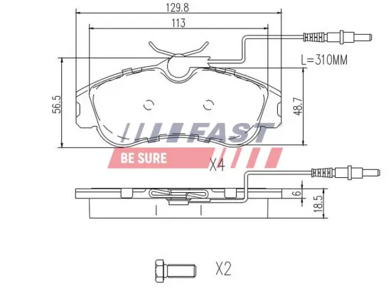Bremsbelagsatz, Scheibenbremse Vorderachse FAST FT29517 Bild Bremsbelagsatz, Scheibenbremse Vorderachse FAST FT29517