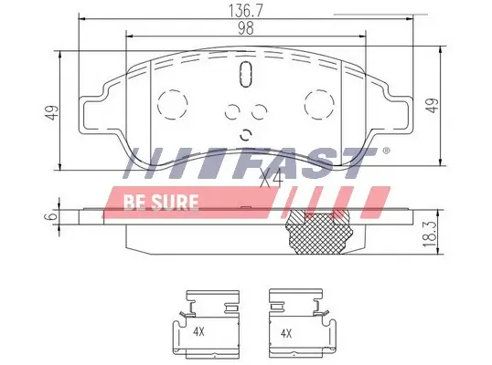 Bremsbelagsatz, Scheibenbremse Vorderachse FAST FT29518 Bild Bremsbelagsatz, Scheibenbremse Vorderachse FAST FT29518