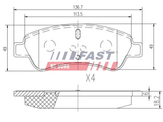 Bremsbelagsatz, Scheibenbremse Vorderachse FAST FT29519 Bild Bremsbelagsatz, Scheibenbremse Vorderachse FAST FT29519