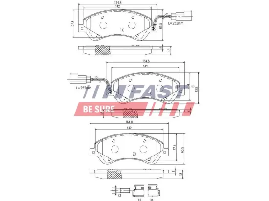 Bremsbelagsatz, Scheibenbremse Vorderachse FAST FT29521 Bild Bremsbelagsatz, Scheibenbremse Vorderachse FAST FT29521