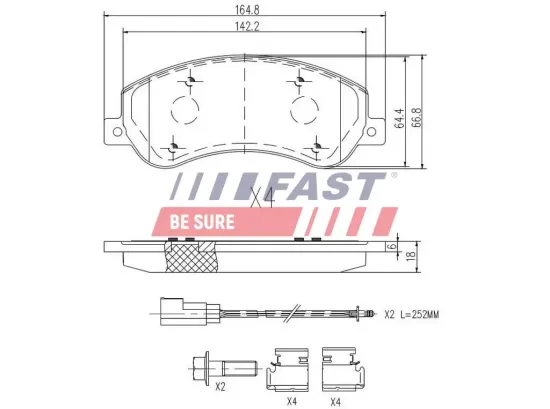 Bremsbelagsatz, Scheibenbremse Vorderachse FAST FT29522 Bild Bremsbelagsatz, Scheibenbremse Vorderachse FAST FT29522
