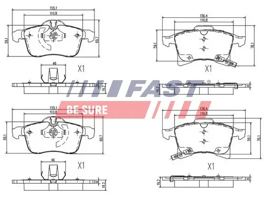 Bremsbelagsatz, Scheibenbremse Vorderachse FAST FT29526