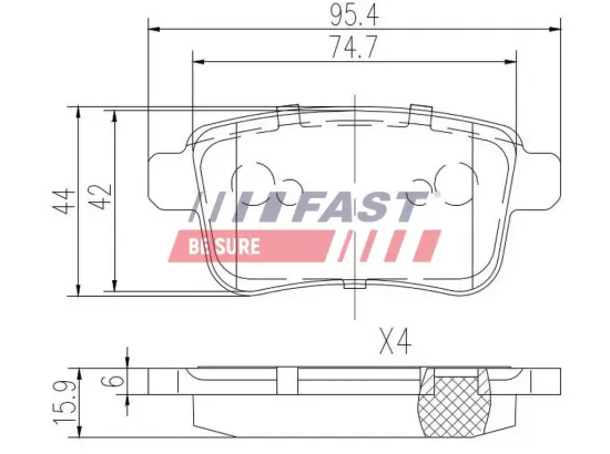 Bremsbelagsatz, Scheibenbremse Hinterachse FAST FT29528 Bild Bremsbelagsatz, Scheibenbremse Hinterachse FAST FT29528