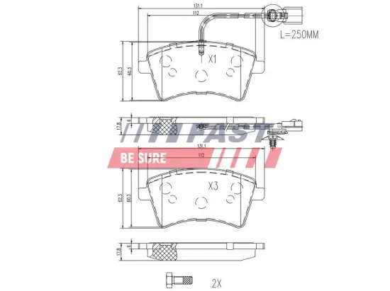 Bremsbelagsatz, Scheibenbremse Vorderachse FAST FT29529 Bild Bremsbelagsatz, Scheibenbremse Vorderachse FAST FT29529