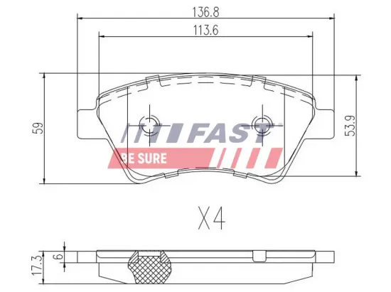 Bremsbelagsatz, Scheibenbremse Vorderachse FAST FT29531 Bild Bremsbelagsatz, Scheibenbremse Vorderachse FAST FT29531