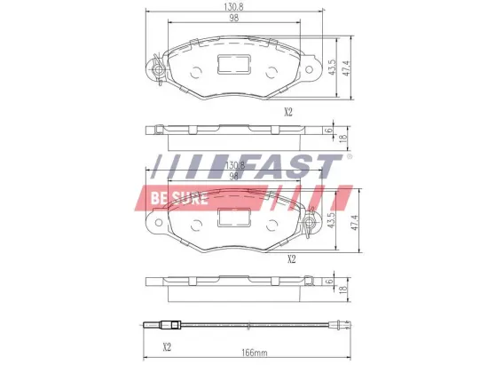 Bremsbelagsatz, Scheibenbremse Vorderachse FAST FT29532 Bild Bremsbelagsatz, Scheibenbremse Vorderachse FAST FT29532