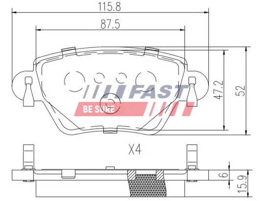 Bremsbelagsatz, Scheibenbremse Hinterachse FAST FT29533 Bild Bremsbelagsatz, Scheibenbremse Hinterachse FAST FT29533