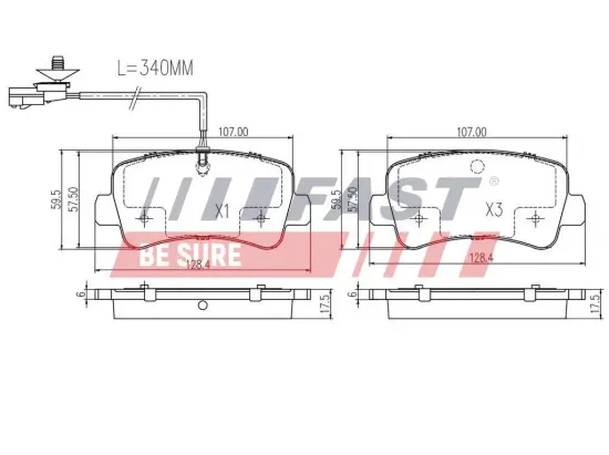 Bremsbelagsatz, Scheibenbremse Hinterachse FAST FT29538 Bild Bremsbelagsatz, Scheibenbremse Hinterachse FAST FT29538