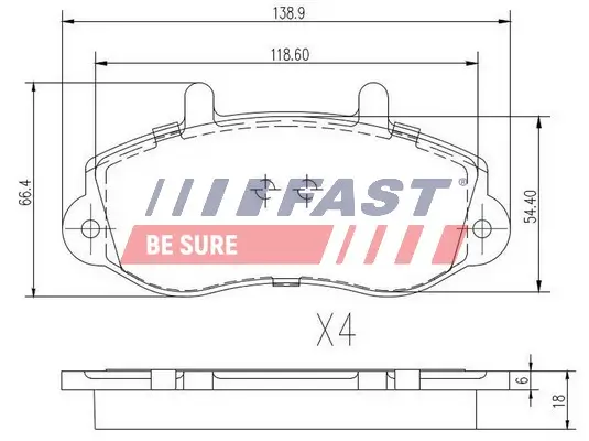 Bremsbelagsatz, Scheibenbremse FAST FT29539 Bild Bremsbelagsatz, Scheibenbremse FAST FT29539