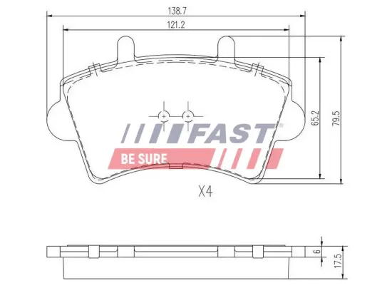 Bremsbelagsatz, Scheibenbremse Vorderachse FAST FT29540 Bild Bremsbelagsatz, Scheibenbremse Vorderachse FAST FT29540