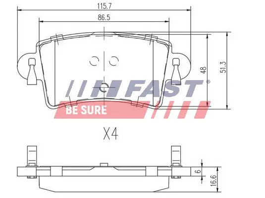 Bremsbelagsatz, Scheibenbremse FAST FT29541 Bild Bremsbelagsatz, Scheibenbremse FAST FT29541