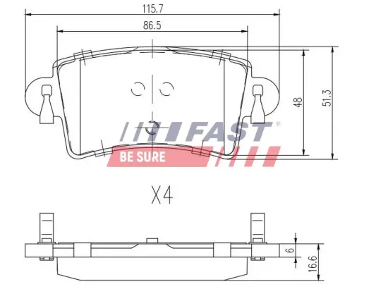 Bremsbelagsatz, Scheibenbremse Hinterachse FAST FT29541 Bild Bremsbelagsatz, Scheibenbremse Hinterachse FAST FT29541