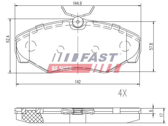 Bremsbelagsatz, Scheibenbremse Vorderachse FAST FT29542 Bild Bremsbelagsatz, Scheibenbremse Vorderachse FAST FT29542