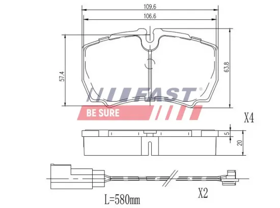 Bremsbelagsatz, Scheibenbremse Hinterachse FAST FT29544 Bild Bremsbelagsatz, Scheibenbremse Hinterachse FAST FT29544