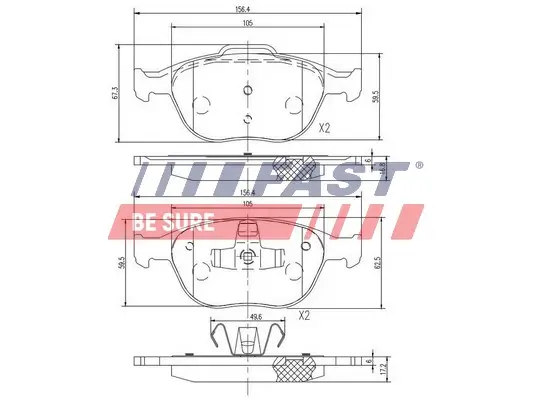 Bremsbelagsatz, Scheibenbremse Vorderachse FAST FT29546 Bild Bremsbelagsatz, Scheibenbremse Vorderachse FAST FT29546