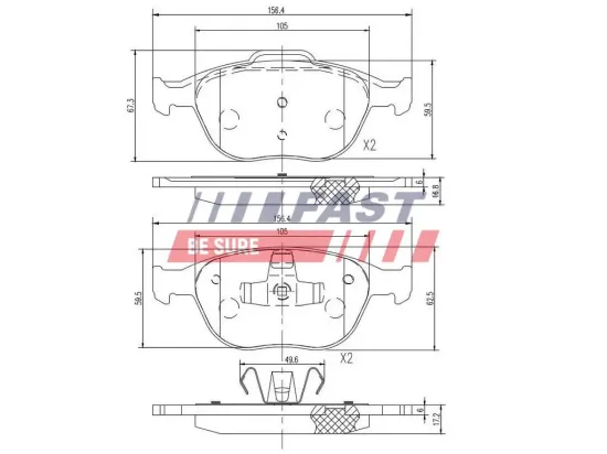 Bremsbelagsatz, Scheibenbremse Vorderachse FAST FT29546 Bild Bremsbelagsatz, Scheibenbremse Vorderachse FAST FT29546