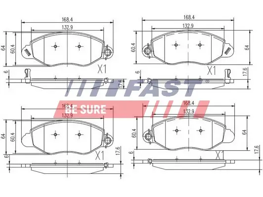 Bremsbelagsatz, Scheibenbremse Vorderachse FAST FT29547 Bild Bremsbelagsatz, Scheibenbremse Vorderachse FAST FT29547