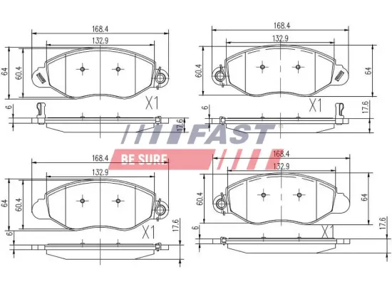 Bremsbelagsatz, Scheibenbremse Vorderachse FAST FT29547 Bild Bremsbelagsatz, Scheibenbremse Vorderachse FAST FT29547