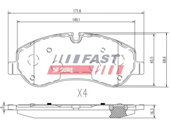 Bremsbelagsatz, Scheibenbremse Vorderachse FAST FT29549 Bild Bremsbelagsatz, Scheibenbremse Vorderachse FAST FT29549