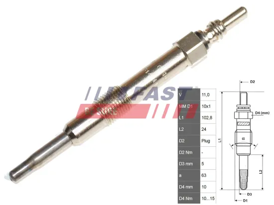 Glühkerze 11 V 8 V FAST FT82703 Bild Glühkerze 11 V 8 V FAST FT82703