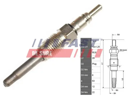 Glühkerze 12 V FAST FT82725