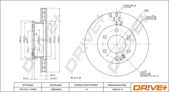Bremsscheibe Vorderachse DR!VE+ DBD0497C Bild Bremsscheibe Vorderachse DR!VE+ DBD0497C