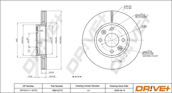Bremsscheibe Vorderachse DR!VE+ DBD1577C Bild Bremsscheibe Vorderachse DR!VE+ DBD1577C